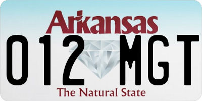 AR license plate 012MGT
