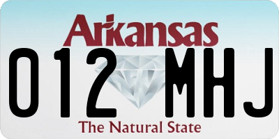 AR license plate 012MHJ