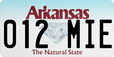 AR license plate 012MIE