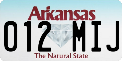 AR license plate 012MIJ