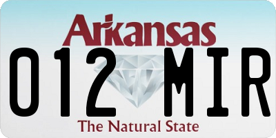 AR license plate 012MIR