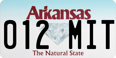 AR license plate 012MIT