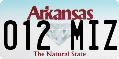 AR license plate 012MIZ