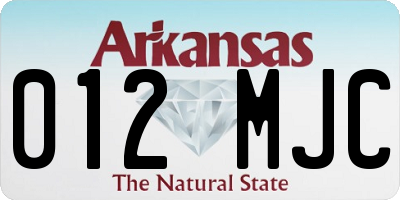 AR license plate 012MJC