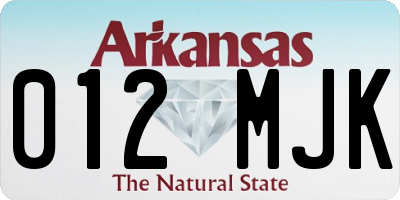 AR license plate 012MJK