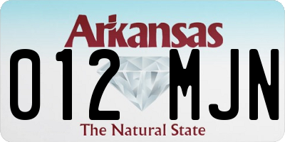 AR license plate 012MJN