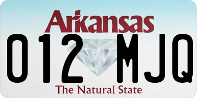 AR license plate 012MJQ
