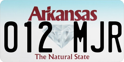AR license plate 012MJR