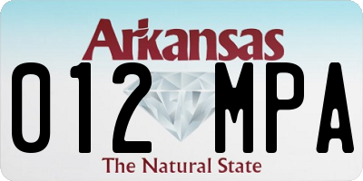 AR license plate 012MPA