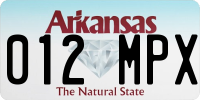 AR license plate 012MPX