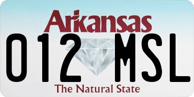 AR license plate 012MSL