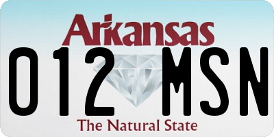 AR license plate 012MSN