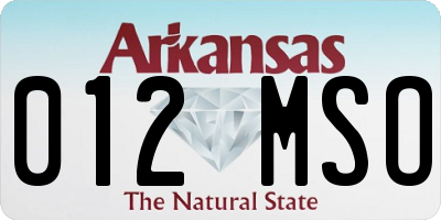 AR license plate 012MSO