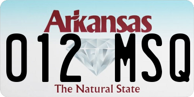 AR license plate 012MSQ