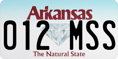 AR license plate 012MSS