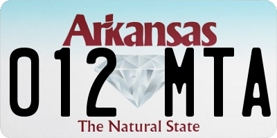 AR license plate 012MTA