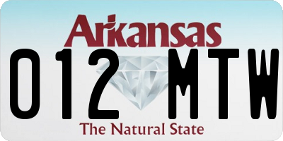 AR license plate 012MTW