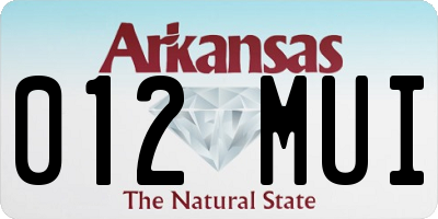 AR license plate 012MUI
