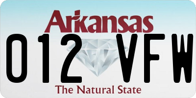 AR license plate 012VFW
