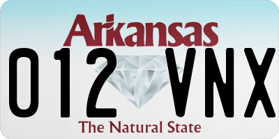 AR license plate 012VNX