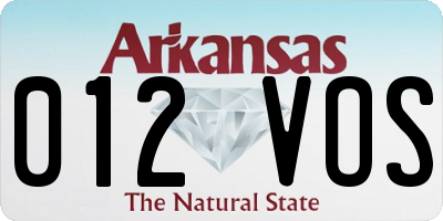AR license plate 012VOS