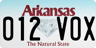 AR license plate 012VOX