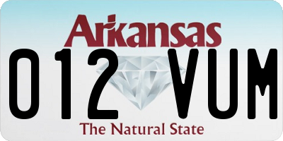 AR license plate 012VUM