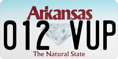 AR license plate 012VUP