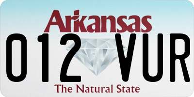 AR license plate 012VUR