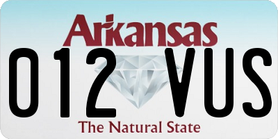 AR license plate 012VUS