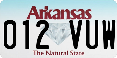AR license plate 012VUW