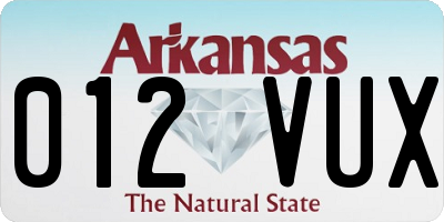 AR license plate 012VUX