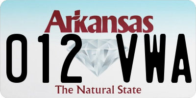 AR license plate 012VWA