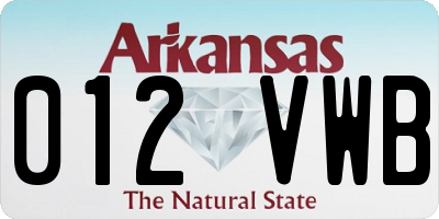 AR license plate 012VWB