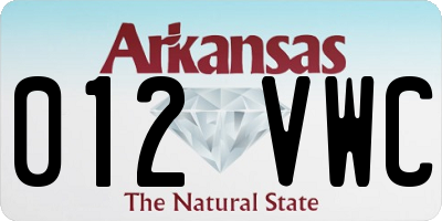 AR license plate 012VWC