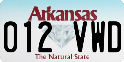AR license plate 012VWD