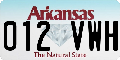 AR license plate 012VWH