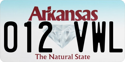 AR license plate 012VWL