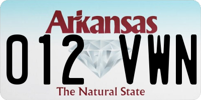 AR license plate 012VWN