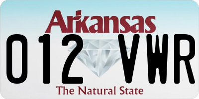 AR license plate 012VWR