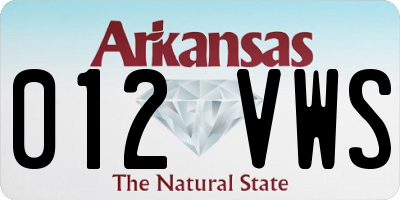AR license plate 012VWS