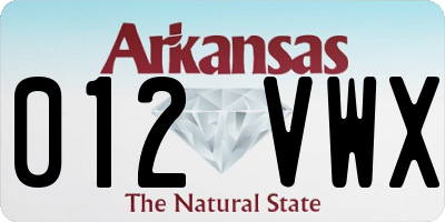 AR license plate 012VWX