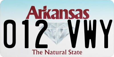 AR license plate 012VWY