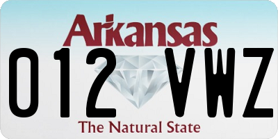 AR license plate 012VWZ