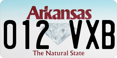 AR license plate 012VXB