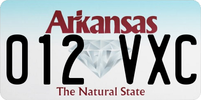AR license plate 012VXC