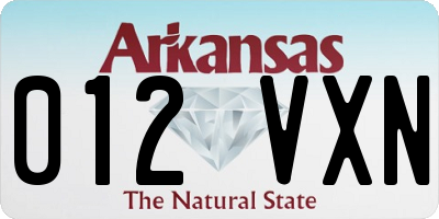 AR license plate 012VXN