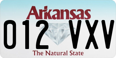 AR license plate 012VXV