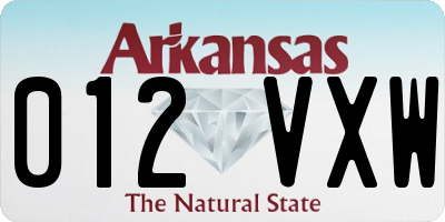 AR license plate 012VXW