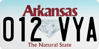 AR license plate 012VYA